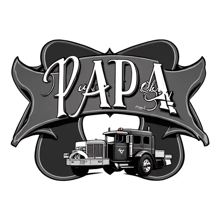 a cross with a peterbilt that says papa tattoo design idea