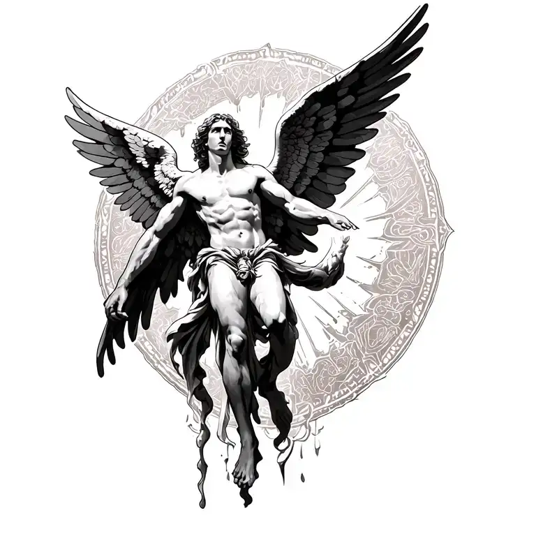 Icarus falling angel tattoo design idea