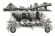 Mini Cooper and Sydney harbour bridge tattoo design idea