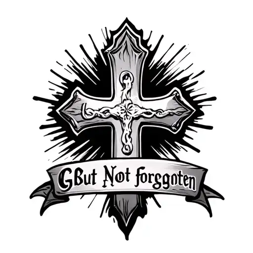 cross with the words gone but not forgotten in the cross  tattoo design idea
