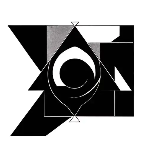 A circle, triangle, and square interlocked in a bauhaus style tattoo design idea