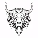 devil tiger skull tattoo design idea