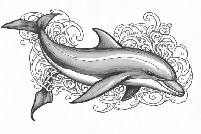 dolphin leaping tattoo design idea