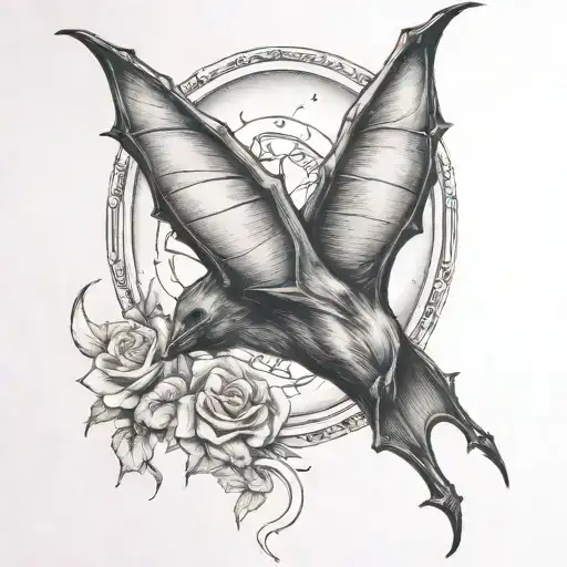 virgin bat flying tattoo design idea