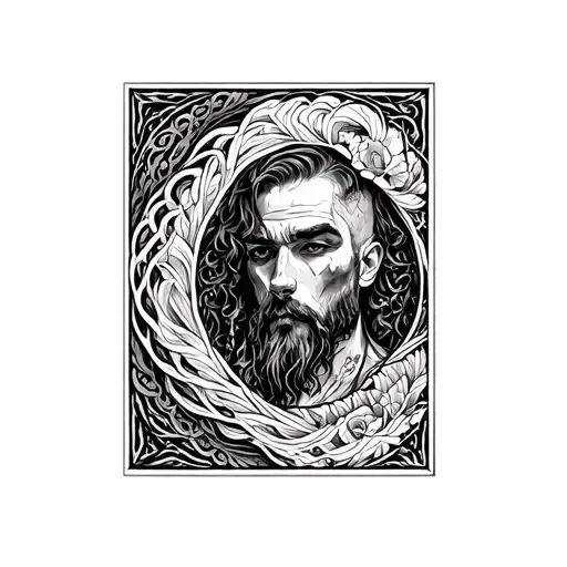 In line, it meanders around the left forearm man filigree tattoo design idea