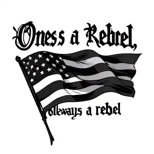 "Ones a rebel oleways a rebel" rebelion flag waving tattoo design idea