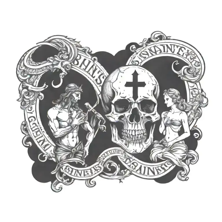 saints and sinners tattoo design idea
