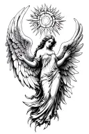 A very beautiful angel that has opened its wings evenly tattoo design idea