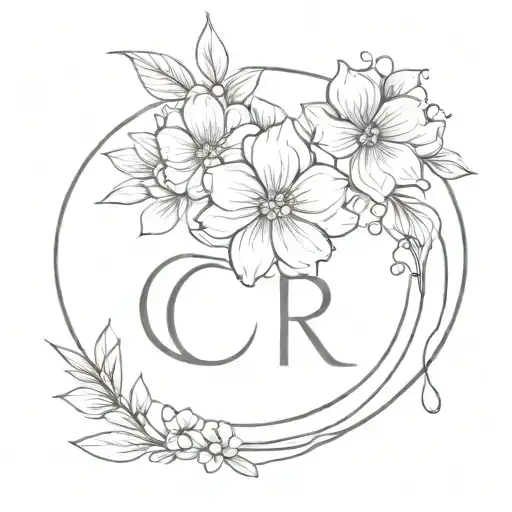 C + R wedding tattoo design idea