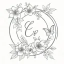 C + R wedding tattoo design idea