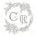 C + R wedding tattoo design idea