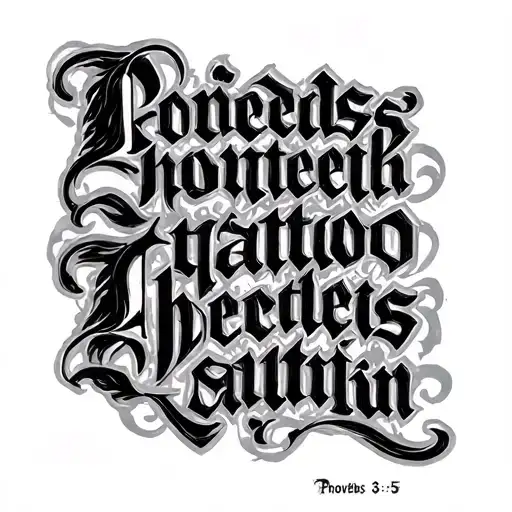 proverbs 3:5 old English font tattoo design idea
