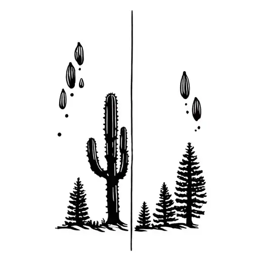 Half cactus half pine tree  tattoo design idea
