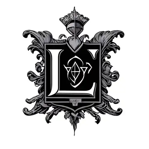 Kabbalah family crest with letter L tattoo design idea