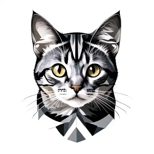 gray tabby cat tattoo design idea