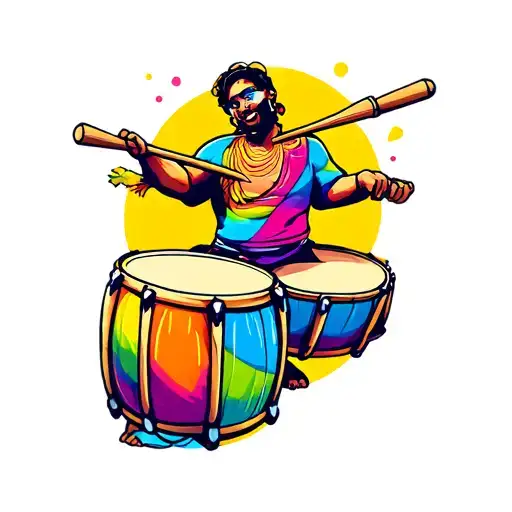 colourful drumming tattoo design tattoo design idea
