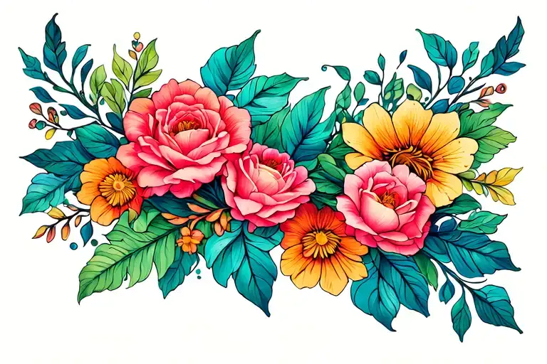 A fine-line, whimsical tattoo that curves gently above your tummy tuck scar like an asymmetrical garland—one side cascad tattoo design idea