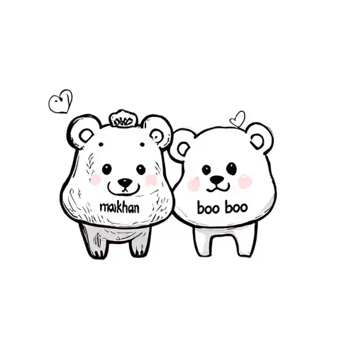 A combination of a makhan (butter) and a boo boo (bear) to represent your playful nicknames for each other tattoo design idea