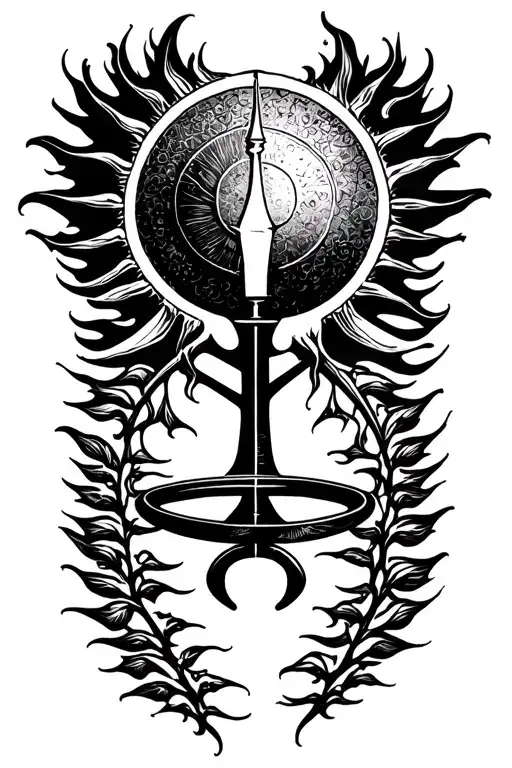 Libra symbol in burning sun tattoo design idea