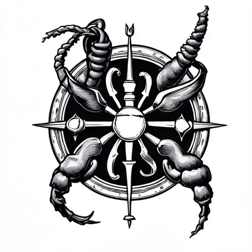 unisex cancer and libra zodiac sign incorporated symbolizing tattoo design idea