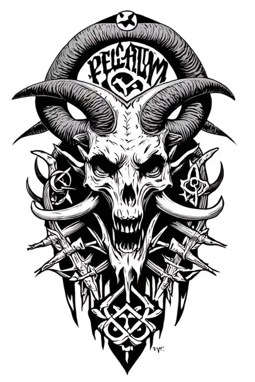 "Peccatum Originale" Baphomet and satanic symbols incorporated tattoo design idea