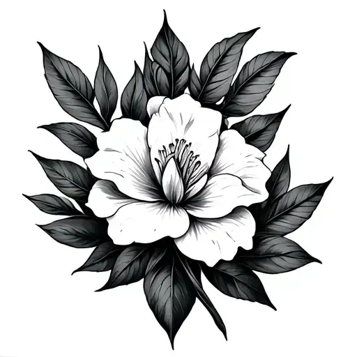 cross with gardenia flower blooming tattoo design idea