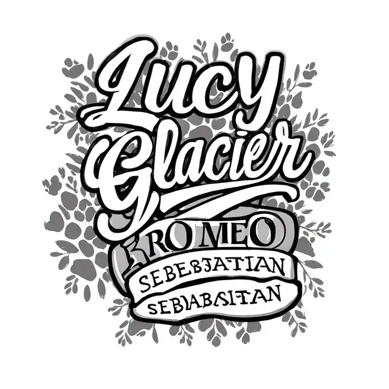 "Lucy Glacier Romeo Sebastian" paw print tattoo design idea