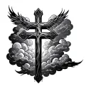 clouds faith cross blessed  tattoo design idea