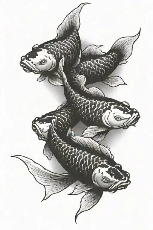 three koi fish swimming together tattoo design idea