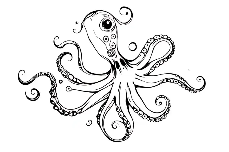 octopus gracefully swimming tattoo design idea