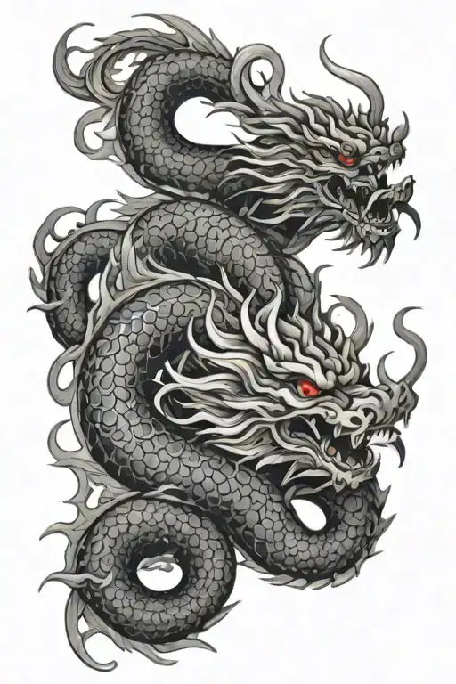 Japanese dragon coiled tattoo design idea
