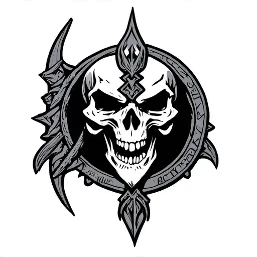 khorne emblem with skulls tattoo design idea