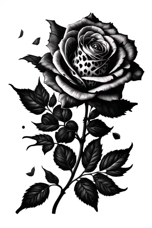 cheetah print inside of flower rose petals tattoo design idea