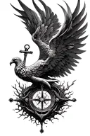Phoenix rising from ashes Tree of life Anchor and compass  tattoo design idea