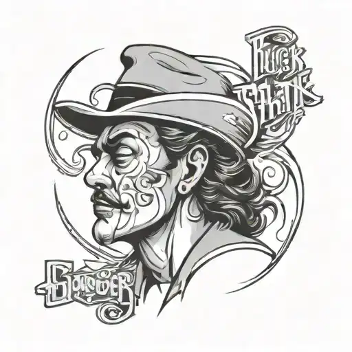 "Fuck that" in curvy gangster old style lettering tattoo design idea