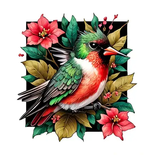 hummingbird and cardinal directions symbolizing your love tattoo design idea