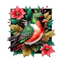 hummingbird and cardinal directions symbolizing your love tattoo design idea
