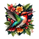 hummingbird and cardinal directions symbolizing your love tattoo design idea