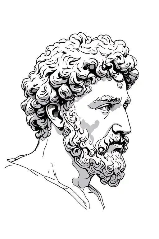 Marcus Aurelius half face tattoo design idea