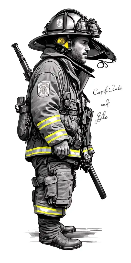 Firefighter memorial piece tattoo design idea
