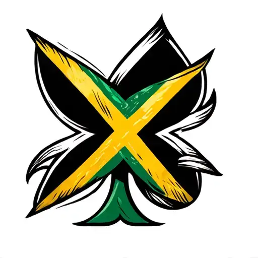 spade with jamaican flag incorporated tattoo design idea