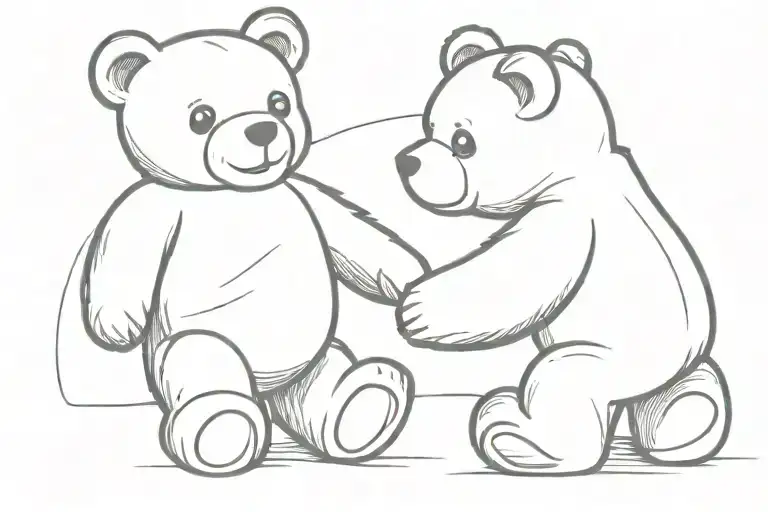 Two teddy bears holding hands  tattoo design idea