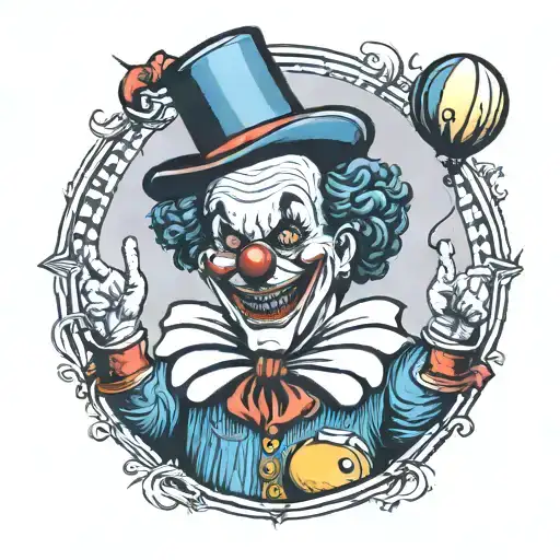 killer clown juggles children and adults for years tattoo design idea