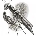 praying mantis with back round tattoo design idea