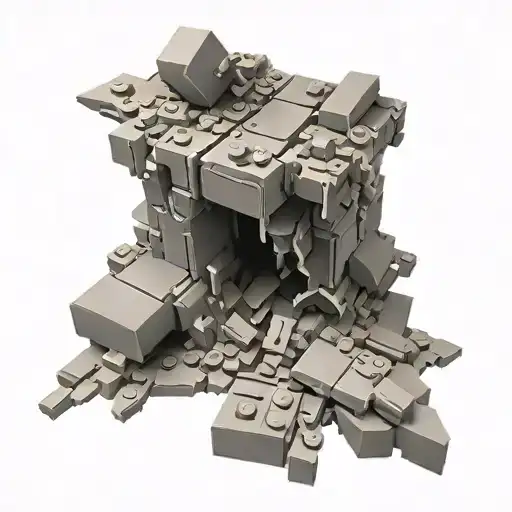 Lego bricks underneath torn skin tattoo design idea