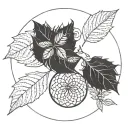 buckeye leafs in circles tattoo design idea