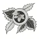 buckeye leafs in circles tattoo design idea