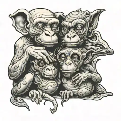 see no evil hear no evil speak no evil cute tattoo design idea