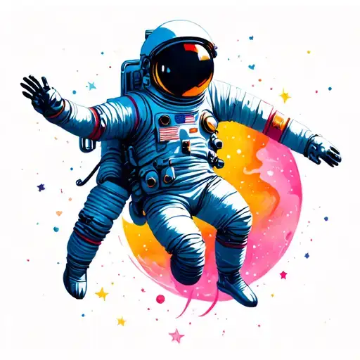 astronaut floating in space tattoo design idea