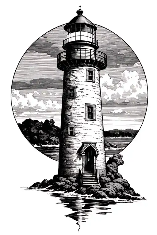 light house tattoo design idea